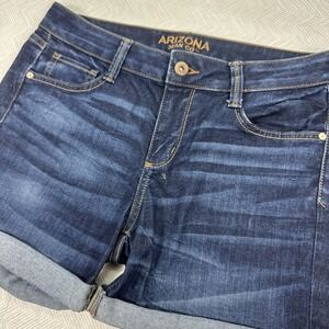 Arizona‎ Jean Co Dark Wash Denim Shorts Womens 9 Cut Off Roll Hem 4.5 Inseam
